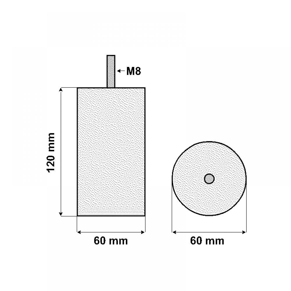 Ronde chromen meubelpoot 12 cm met een diameter van 6 cm (M8)