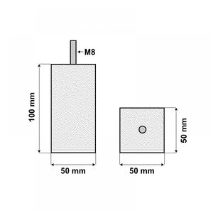 RVS vierkanten meubelpoot hoogte 10 cm (M8)