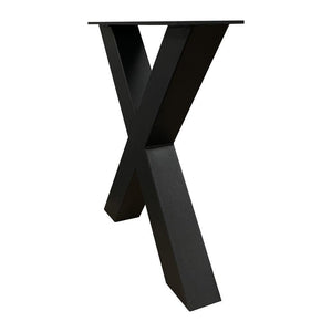 Set zwarte stalen X tafelpoten 42 cm (koker 6 x 6 )